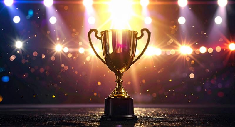 Golden trophy on stage at Nigeria marketing awards 2026